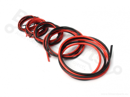 Silicone wire set multi-core 10AWG 1 meter - red + black